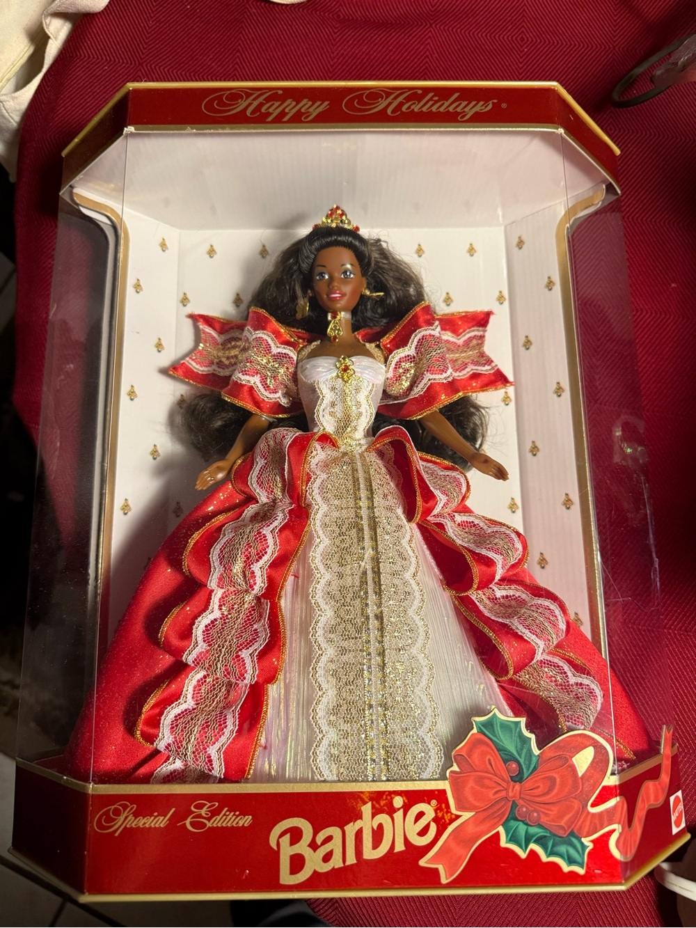 Barbie Holiday Collector Doll in Red, Gold and White Gown